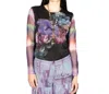 Petit Pois By Viviana G Sheer Top In Romance Bouquet In Multi