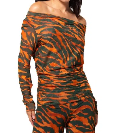 Petit Pois By Viviana G Tiger Top In Orange/black In Multi
