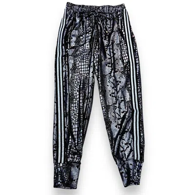Petit Pois By Viviana G Womenmesh Snake Print Joggers In Black