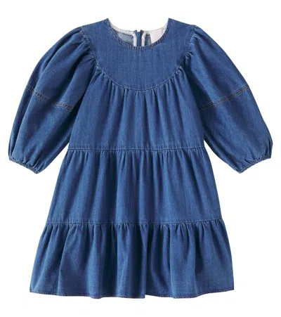 Petite Amalie Kids' Kleid Aus Baumwoll-chambray In Blau