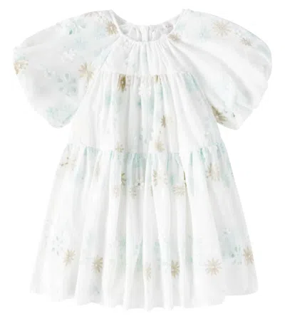 Petite Amalie Kids' Embroidered Cotton Dress In White
