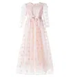 Petite Amalie Floral Embroidered Organza Dress In Pink