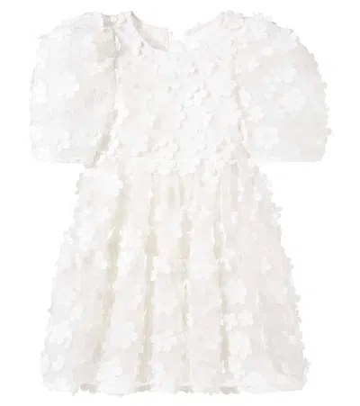 Petite Amalie Kids' Floral Puff-sleeve Organza Dress In Yellow