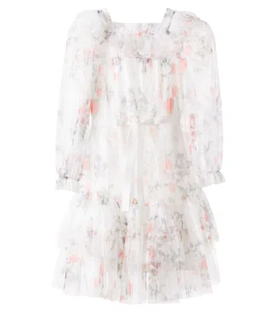 Petite Amalie Kids' Floral Tiered Tulle Dress In Weiss