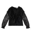 Petite Amalie Lace Top In Black
