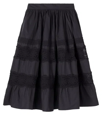 Petite Amalie Kids' Lace-trimmed Cotton Skirt In Black