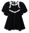 Petite Amalie Lace-trimmed Velvet Dress In Black