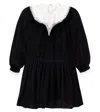 Petite Amalie Lace-trimmed Velvet Dress In Black