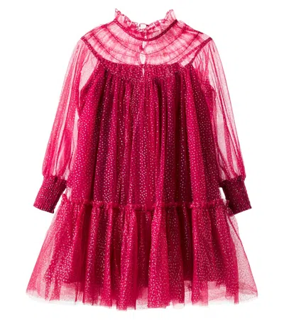 Petite Amalie Kids' Point D'esprit Dress In Red