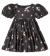 Petite Amalie Rosebud Floral Cotton Poplin Dress In Black