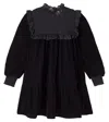 Petite Amalie Shirred Velvet Dress In Black