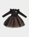 Petite Hailey Girl's Golden Star Frill Tutu Dress In Black