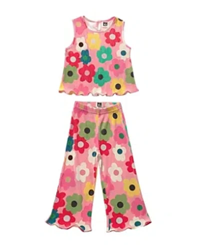 Petite Hailey Girls' Big Daisy Pleats Set - Little Kid In Pink