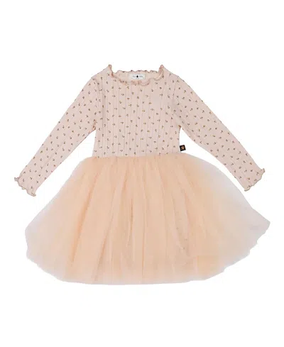 Petite Hailey Girls' Jaju Flower Tutu Dress- Little Kid, Big Kid In Peach