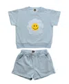 Petite Hailey Girls' Metallic Daisy Sweatshirts Set - Baby, Little Kid, Big Kid In Light/pastel Blue