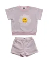 Petite Hailey Girls' Metallic Daisy Sweatshirts Set - Baby, Little Kid, Big Kid In Light/pastel Pink