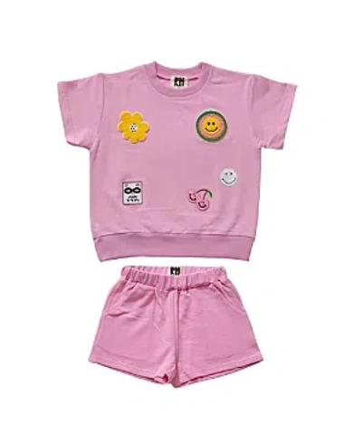Petite Hailey Girls' Multi Patched Set - Little Kid, Big Kid In Pink