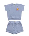 Petite Hailey Girls' Multi Smile Sweatshirts Set - Little Kid, Big Kid In Light/pastel Blue