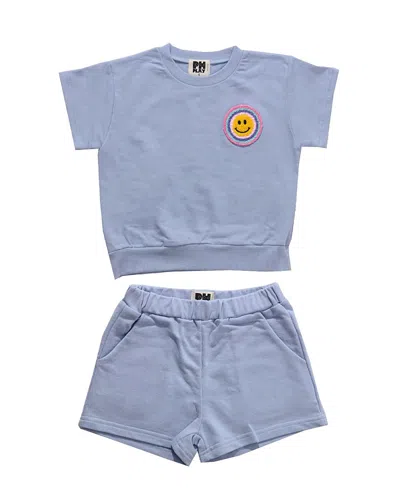 Petite Hailey Girls' Multi Smile Sweatshirts Set - Little Kid, Big Kid In Light/pastel Blue