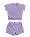 Petite Hailey Girls' Multi Smile Sweatshirts Set - Little Kid, Big Kid In Light/pastel Purple