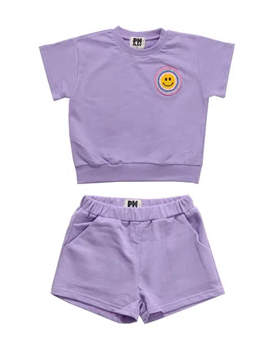 Petite Hailey Girls' Multi Smile Sweatshirts Set - Little Kid, Big Kid In Light/pastel Purple