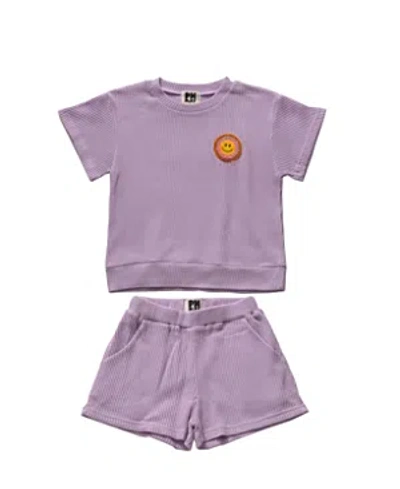 Petite Hailey Girls' Smile Waffle Set - Baby, Little Kid In Purple