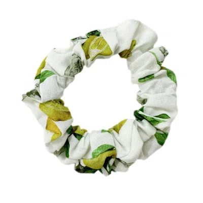 Petite Maison Kids' Amalfi Lemon Print Linen Scrunchie In Green