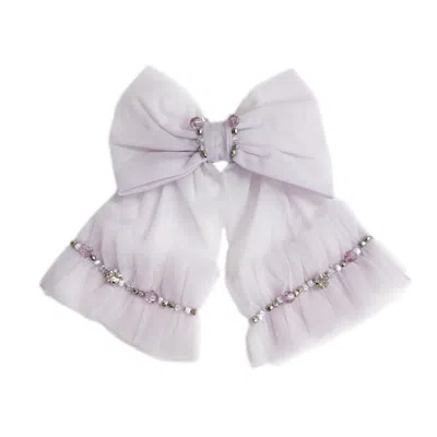 Petite Maison Kids' Ariel Rhinestone And Tulle Hair Bow In Purple