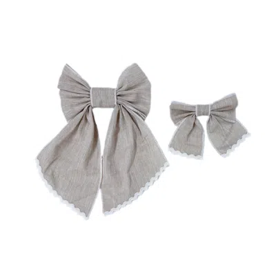 Petite Maison Kids' Ashlyn Linen Hair Bows In Gray