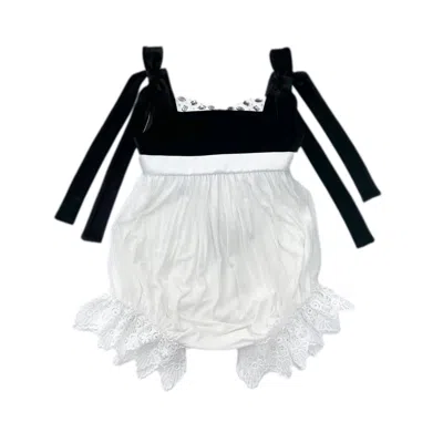 Petite Maison Kids' Audrey Black Velour Top And White Tulle Romper