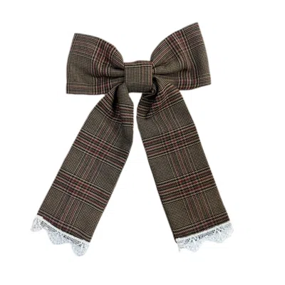 Petite Maison Kids' Blair Estate Tweed Hair Bow In Brown