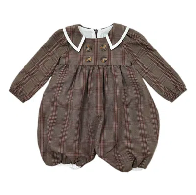 Petite Maison Kids' Blair Estate Tweed Romper In Brown