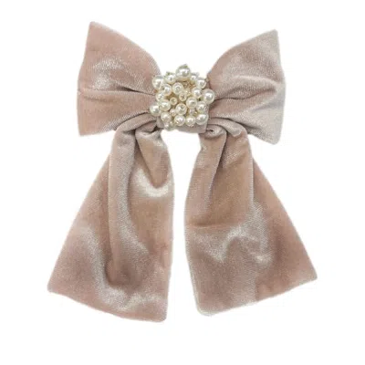 Petite Maison Kids' Dusty Pink Velour Hair Bow In Neutral