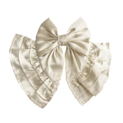 Petite Maison Kids' Evangeline Satin Ruffle Hair Bow In Gray