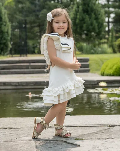 Petite Maison Kids' Girl's Alex & Contrast Ruffle-trim Dress In White