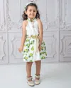 PETITE MAISON GIRL'S AMALFI LEMON PRINTED SMOCKED LINEN DRESS