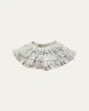 Petite Maison Girl's Charlie Ruffle-print Skirt In Gold/white