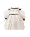 Petite Maison Girls' Coco Caramel Tulle Dress With Sheer Puff Tulle Sleeves - Baby, Little Kid, Big Kid In Light Beige