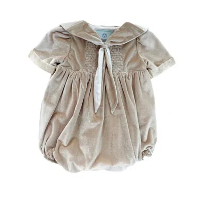 Petite Maison Kids' Helenus Velour Romper In Nude