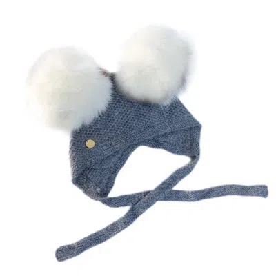 Petite Maison Kids' Honeycomb Grey Faux Fur Bonnet In Blue
