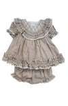 Petite Maison Kids Ashlyn Linen Top And Shorts Set In Beige