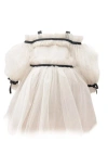 Petite Maison Kids Coco-caramel Tulle Dress In Beige And Black
