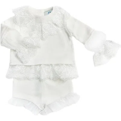 Petite Maison Babies'  Kids Emma Cotton And Lace Top And Shorts Set In White