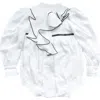 Petite Maison Kids Gwen Romper With Ruffle Trim In White And Black