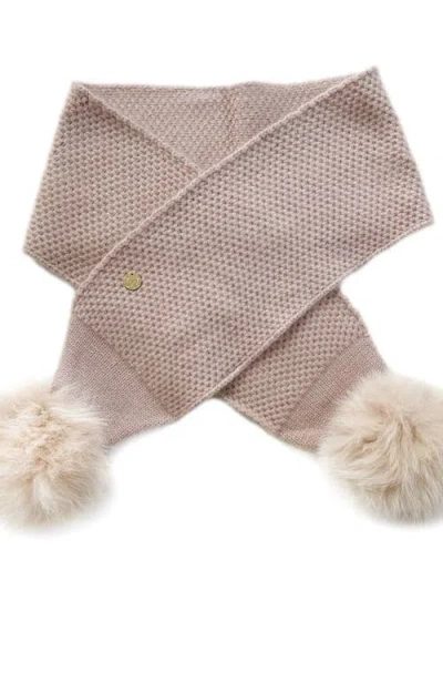 Petite Maison Kids Honeycomb Dusty Pink Faux Fur Cashmere Scarf In Neutral