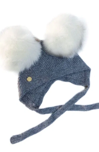 Petite Maison Kids Honeycomb Grey Faux Fur Bonnet In Blue