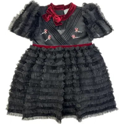 Petite Maison Babies'  Kids Kylie Tulle And Organza Dress In Black And Burgundy