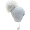 Petite Maison Kids London Baby Blue Cashmere Faux Fur Aviator Hat In Blue