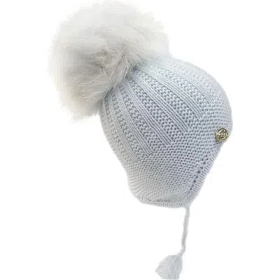 PETITE MAISON PETITE MAISON KIDS LONDON BABY BLUE CASHMERE FAUX FUR AVIATOR HAT