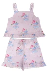 Petite Maison Kids Maya Teacup Pink Girls' Top And Shorts Set In Purple